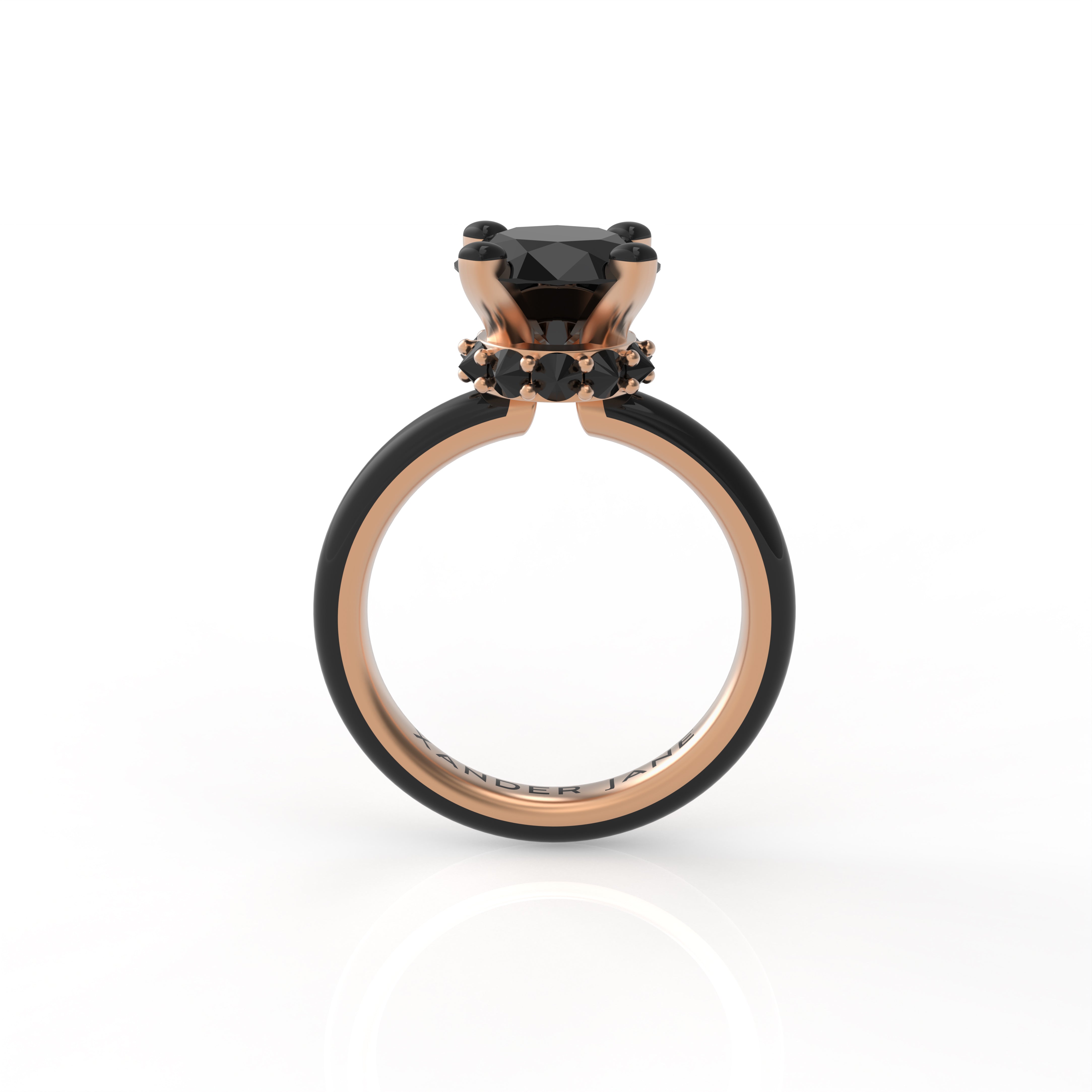 Eclipse Ring in Rose Gold, Ceramic, Black Diamonds